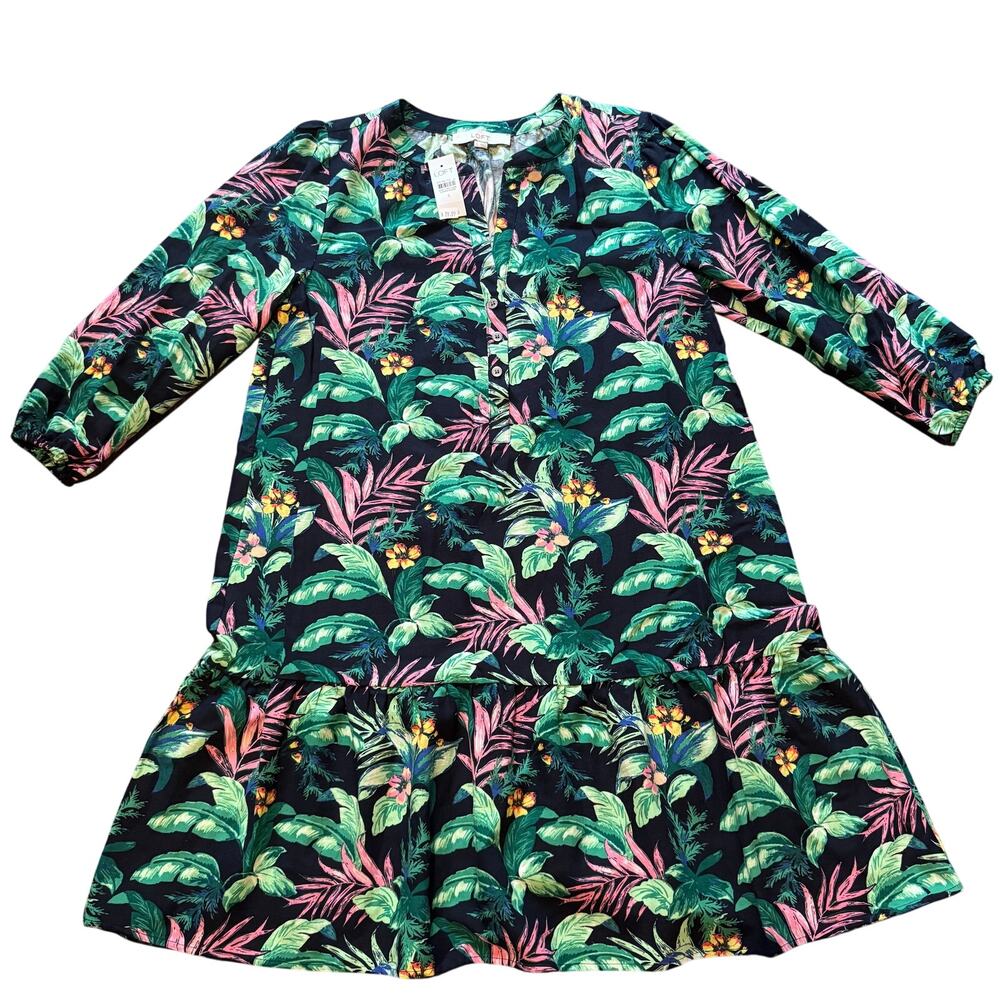 Loft Floral Maxi Dress Green Blue Small NWT